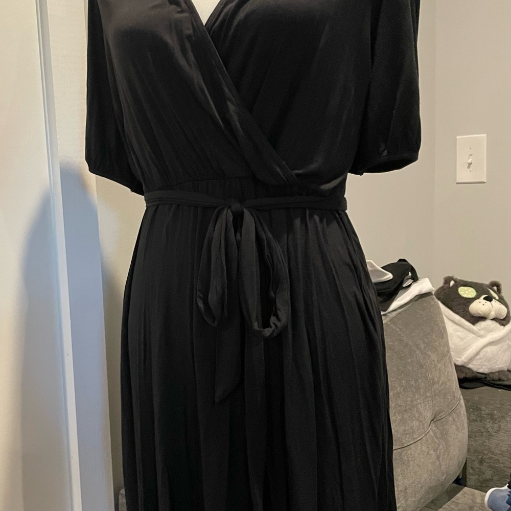 GAP Black Long Sleeve Wrap Dress